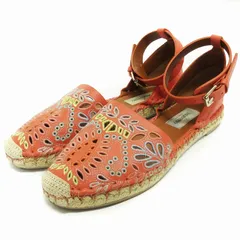 レッド ヴァレンティノ RED VALENTINO エスパドリーユ サンダル フラット アンクルストラップ 刺繍 オレンジ系 35 22cm相当 小さいサイズ ■SM1のサムネイル