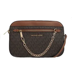 マイケルコース MICHAEL KORS ショルダーバッグ Jet Set Large Logo Crossbody Bag ジェットセット ラージ ロゴ ミニバッグ 斜め掛け レディース ブラウン 人気 ブランド おしゃれ 記念 プレゼント ギフト 送料無料