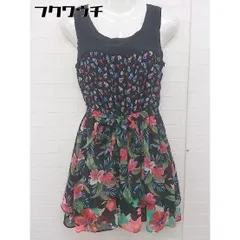 ◇ ◎ LOVELESS ラブレス ウエストリボン付き 総柄 ノースリーブ ミニ ワンピース サイズ36 ブラック系 レディース  【中古】 【1107050007269】のサムネイル