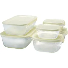 【新品・4営業日で発送】HARIO(ハリオ) HARIO ハリオ スタッキング耐熱ガラスコンテナ 保存容器 6個セット KSTL-5004-OW (1658545)