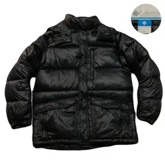 Columbia コロンビア DownJacket ダウンジャケット Hoodie パーカー OMNIHEAT オムニヒート Embroidery 刺繍ロゴ Nylon ナイロン Goose グース Feathers フェザー Black ブラック 黒 XL