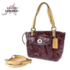 美品 COACH コーチ エンボスオプアート ワインレッド 赤 エナメル 13175 トートバッグ ショルダーバッグ ハンドバッグ 2way 404805【中古】
