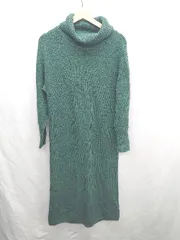 ◇ ⊇ NATURAL BEAUTY BASIC タートルネック ニット 長袖 ロング丈 ワンピース サイズM グリーン レディース E  【1502030027952】