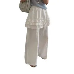 【韓国トレンド】フリル×オーバーサイズパンツ 着回し パンツ 着やせ 尻隠し カジュアル レディース