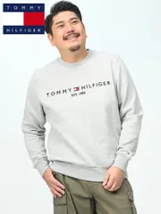 トレーナー 大きいサイズ メンズ 裏起毛 ロゴ刺繍 クルーネック スウェット プルオーバー グレー ネイビー XL 2XL TOMMY HILFIGER トミーヒルフィガー グレー
