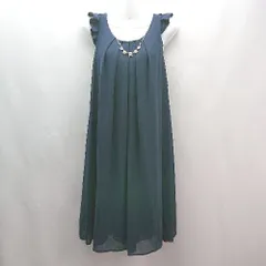 ◇ axes femme アクシーズファム 裏地 Uネック アクセサリー ノースリーブ 膝丈 ワンピース サイズM ネイビー レディース E  【1310050033767】