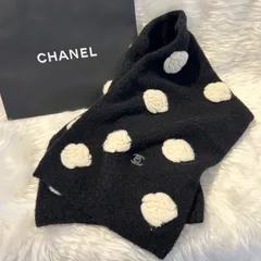 CHANEL シャネル カメリア ココマーク ターンロック モヘア ティペット マフラー ブラック ホワイト フラワー PAWNSHOPRiZ  パウンショップリズのサムネイル