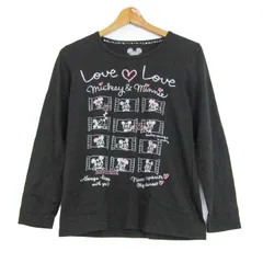 ディズニー 長袖Ｔシャツ トップス ミッキー ミニー ロンT レディース Lサイズ ブラック Disney 【中古】