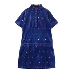 サイズ：L CALLAWAY キャロウェイ  ベロア 半袖ワンピース 刺繍 総柄 ネイビー系 [240101498664] ゴルフウェア レディース ストスト