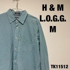 H＆M L.O.G.G. シャツ 長袖 M ライトブルー チェック柄 柄シャツ レギュラー エイチアンドエム 古着 TK11512