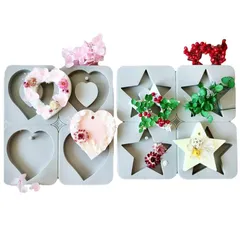 Ever garden 星 ハート 穴あき 通し穴 タイプ 2個セット シリコンモールド レジン アロマストーン 手作り 石鹸 キャンドル 樹脂 粘土 オルゴナイト 型 抜き型 (ハート 星) 1