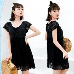 水着 ワンピース 体型カバー レディース 大きいサイズ レース オールインワン フレア 花柄 無地 黒 体型カバー ブラック イエロー グレー 大きい 大人用 女性 ママ用 海 プール 大人 20代 30代 40代 母 リゾート