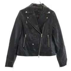 green label relaxing グリーンレーベルリラクシング レザー ダブルライダースジャケット 40 黒 レディース 古着