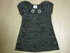 ケーピー KP 子供服 半袖 ニット チュニック グレー 秋 冬 140cm ★3 キッズ 【中古】 ユーズド 女の子 女児 ガールズ ブランド USED アウトレット リサイクル 古着 子ども服 こども服 子供 子ども