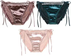 匿名発送可能 3枚セット サテン生地 レディース ショーツ 紐パン パンツ 下着 セクシー