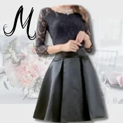 黒 ワンピース ドレスレース 結婚式 ブラック フォーマル 黒クロ オケージョンドレスきれいめパーティーお呼ばれ 長袖 発表会２次会 七分袖 Aライン上品 おしゃれMサイズ