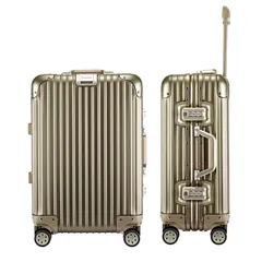 『数量限定』 旅行 静音ダブルキャスターTSAロック搭載 耐衝撃 機内持ち込み 出張 チタンゴールド キャリートランク 大容量 2泊3日 キャリーバッグ Sサイズ 軽量フレームタイプ キャリーケース大型 アルミ合金製 スーツケース [Yuweijie]