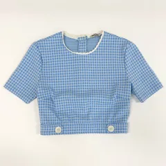 77f24 miu miu ミュウミュウ イタリア製 ギンガムチェック 半袖ニット トップス  MJN172 XSサイズ ブルー レディース