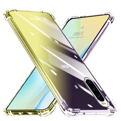 新品 Xperia 10 IV ケース クリア 透明 TPU ソフト SO-52C SOG07 ケース 耐衝撃 軽・薄 全面保護 黄ばみなし グラデーション レンズ保護 傷防止 滑り防止 エクスペリア10 IV スマホケース ブラック+ゴールド SJ76.10