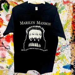 マリリンマンソン リプリント Tシャツ 半袖 メンズ 新品 個性的 黒 ロックバンド ブライアン・ヒュー・ワーナー 新品未使用 レトロ 個性的 奇抜 エモい バンドT カットソー 攻め 前衛的 ヴィンテージリプリント 男性 衣類 トップス お洒落 ハイデザイン