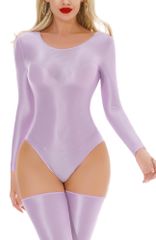 特価商品 [Maeau] セクシー 光沢 ボディースーツ レオタード 伸縮性 つるつる タイト レディース 女性用 長袖 透け感 仮装 コスチューム コスプレ ハロウィン 大人 パーティー クラブ