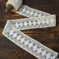 56】470cm！フランスアンティークレース幅2.6cm花柄ハンドメイドの材料