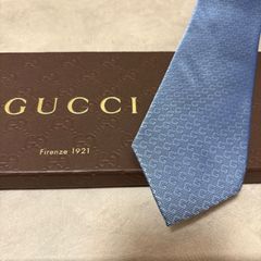 美品 GUCCI グッチ シルク 100％ ライトブルー 水色 254-702