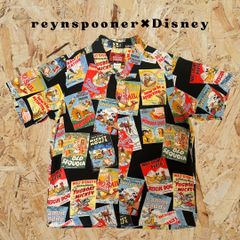 【希少】reynspooner×Disney レインスプーナー ディズニー アロハシャツ ミッキー 総柄 ハワイ製 L14-16サイズ ボーイズ  レディース 美品 ヴィンテージ ビンテージ 古着