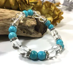 水晶&ターコイズ　パワーストーン ブレスレット (シルバー) 8mm #2 レディース  ●