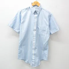 M/古着 アロー 半袖 シャツ メンズ 90s ロング丈 ボタンダウン 薄紺他 ネイビー ストライプ 25may15 中古 トップス