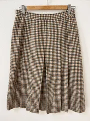 極美品/英国 Aquascutum ツイードプリーツスカート ガンクラブ