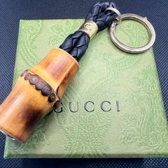 GUCCI グッチ キーホルダー キーリング バンブー レザー ゴールド金具