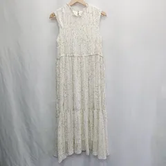 ◇ ⊂ N Natural Beauty Basic 花柄 シャーリング加工 ロング丈 ワンピース サイズS オフホワイト系 レディース E  【1502180036958】