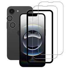 KPNS iphone 16e ガラスフィルム【2+2枚セット】ガイド枠付き 日本素材製 強化ガラス iPhone16e 用 ガラスフィルム カメラフィルム カバー アイホン16e 保護フィルム 0