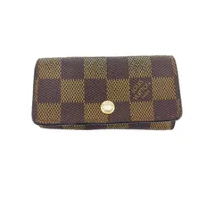 ルイ・ヴィトン LOUIS VUITTON キーケース ダミエ ミュルティクレ4 ブラウン ベージュ ゴールド レディース 中古