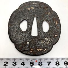 B-86 鍔 金象嵌 銅地 武具 刀装具 骨董品 日本 時代物 美術品 工芸品