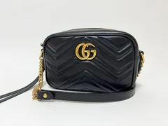 GUCCI グッチ GGマーモント レザー  ショルダーバッグ ブラック 斜め掛け 448065 美品