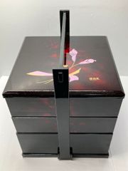 桂由美 重箱 3段 花模様 小皿付き