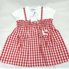 【タグ付き】 MiKiHOUSE ミキハウス うさこ チェック 半袖 ワンピース 80