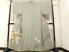 平和屋着物●豪華色留袖　作家物　駒刺繍　群れ鶴浜松文　金彩　正絹　逸品　AAAY6343ph