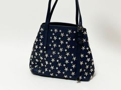 IMMY CHOO ジミーチュウ トートバッグ サシャS ミニ トートバッグ スタースタッズ レザー ネイビー 美品