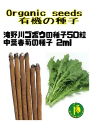 滝野川ゴボウの種子50粒と春菊の種子2ml 有機の種子2種類セット