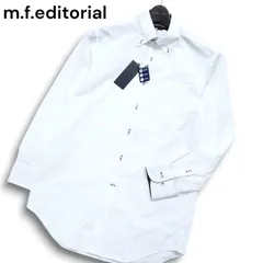 未使用★ m.f.editorial タカキュー 通年 形態安定 ストライプ 長袖 ボタンダウン シャツ ワイシャツ Sz.M メンズ ビジカジ