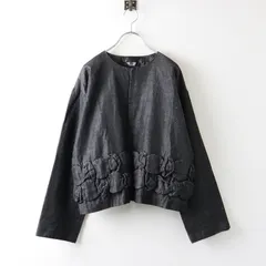 【値下げ】コムコム コムデギャルソン COMME des GARCONS AD2020 ポリ縮リボン装飾 ノーカラージャケット S/ブラック【2400013995047】のサムネイル