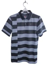 【美品】Calvin Klein(カルバンクライン) ポロシャツ グレーボーダー メンズ M ゴルフ用品 2409-0405 中古