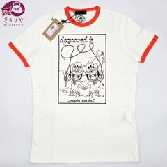 DSQUARED2 ディースクエアード 半袖 Tシャツ カットソー L サイズ 双子のカウボーイ イラスト ホワイト系/レッドカラー コットン100％ タグ カード 付き イタリア製 男女兼用