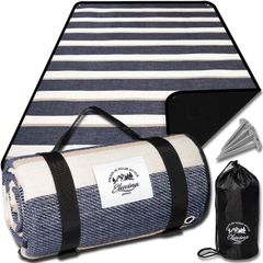 【特価商品】コンパクト 大判 防水 100x150cm 12人用 おしゃれ 厚手 ピクニックシート Eluvina（エルビナ） レジャーシート Net掲載品】 (ストライプ) 【BEPAL