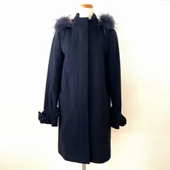 #wnc ブルーレーベルクレストブリッジ BLUE LABEL CRESTBRIDGE コート 38 紺 チェック ファー レディース [799995]のサムネイル