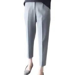 [ウェアビー] テーパード アンクルパンツ タックパンツ ストレッチ素材 伸びる 薄手 春夏 レディース 8分丈 9分丈 細身 ウエストゴム オフィスカジュアル スーツ パンツ ボトムス ジャージ 無地 アンクル ストレスフリー センタ [グレー] [4XL]