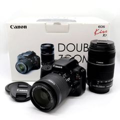 《新品級 S数689回のみ》 デジタル一眼レフカメラ CANON EOS Kiss X7 ダブルズームキット ブラック キャノン キヤノン k3156